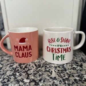 Christmas Themed Mugs - Pink and White Set